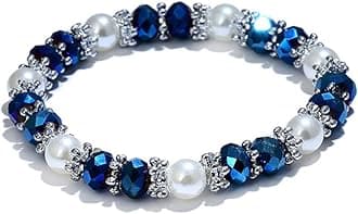 Stylish Bracelet Shiny Colorful Rhinestone Faux Pearl Bracelet Bangle Women Jewelry Birthday Gift - Black Useful