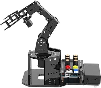 Robotic Arm with Arduino UNO, 5DOF/Axis AI Smart Robot Arm Open Source STEM Educational Building Robotics & Engineering Kits, Science/Coding/Programming Set, miniArm Starter Kit
