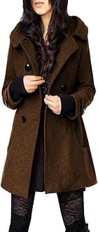 Tanming Women's Warm Double Breasted Wool Pea Coat Trench Coat Jacket with Hood