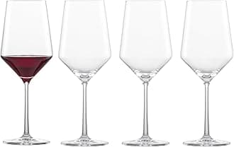 Schott Zwiesel Glas Pure Tritan Crystal Stemware Collection Glassware, 4 Count (Pack of 1), Cabernet/All Purpose, Red or White Wine Glassy, 18.2oz