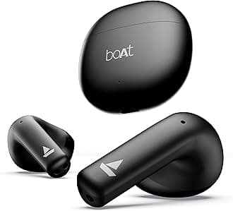 Airdopes Atom 81 Truly Wireless in Ear Ear Buds w/Upto 50H Playtime, Quad Mics ENx Tech, 13MM Drivers,Super Low Latency(50ms), ASAP Charge, BT v5.3(Opal Black)