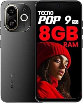 Tecno POP 9 5G (Midnight Shadow, 8GB+128GB) | D6300 5G Processor | 48MP Sony AI Camera | 4+ Year Lag Free Fluency |5000 mAh Battery |Dual Speaker | Without Charger