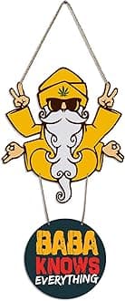 Artvibes Baba Knows Printed Wooden Wall Hanger with Quotes for Home Decor | Office | Gifts | Living Room | Bedroom | Wood Decorative Items | Modern Decoration | Artworks Hangings (WH_5706N)