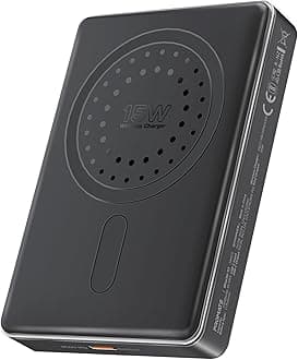 Promate Ultra-Compact 10000mAh Power Bank with Ultra-Fast 15W MagSafe Compatible Charging, Super-Fast 20W USB-C Input/Output Port, Smart Battery Indicators, Blade 10 Black