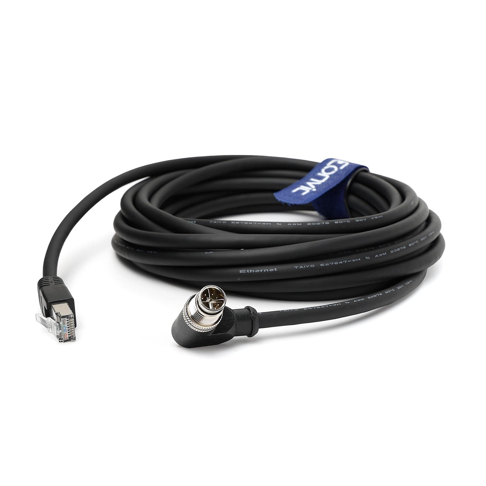 Eonvic Industrial Ethernet Cable M12 X-Type Right Angle 8 Position to RJ45 Waterproof High Flex Cable for Cognex