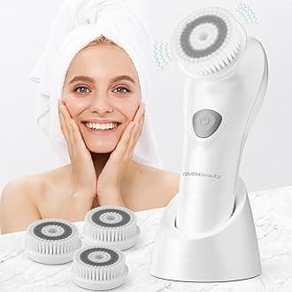 TOUCHBeautyFacial Cleansing Brush with 6° Oscillating Cleansing Technology 2 Speed Setting Brush, Electric Facial Exfoliating Device White AG-1487