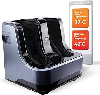 Lifelong Calf, Foot and Leg Massager Machine for Home - Pain Relief Massage for Legs - Heat + 4 Vibration Motors - Rolling, Kneading, and Shiatsu - Improve Blood Circulation, 80W (Blue,LLM945)