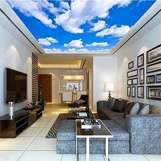 Custom Blue Sky Ceiling 3D Self-Adhesive Wall Mural White Clouds Wallpaper Girls Kids Room Living Room Wall Mural