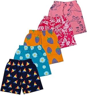 T2F Girls Cotton Printed Shorts(Pack of 5)