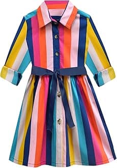 A.T.U.N. (ALL THINGS UBER NICE) Girl's Cotton Shirt Dress Standard Length (GDRS SHT_Multicolor5_8-9Years) Multicolour