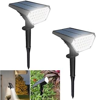 Solar Spot Lights Outdoor 28 LED 2-in-1 Solar Landscape Spotlights, 2 Modes IP65 Waterproof Dusk to Dawn Solar Powered Flood Wall Lights for Outside Yard Garden Pathway