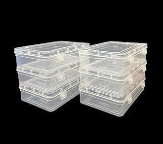 Small Storage Boxes container with Lock Lid, Jewellery Case Organiser(PUREPACK33-6) 200ml (Clear, 13 x 9 x 4 Cm) - Set of 6, Rectangular