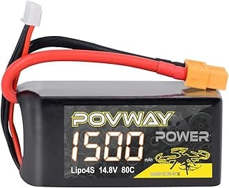 14.8V 1500mAh 4S LiPo Battery 80C with XT60 Plug Compatible RC Airplane, Helicopter,FPV Drone - 1pack