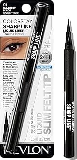 Revlon Liquid Eyeliner Pen by, ColorStay Sharp Line Eye Makeup, Waterproof, Smudgeproof, Longwearing with Slim Tapered Tip, 003 Blackest Black, 0.56 Fl Oz