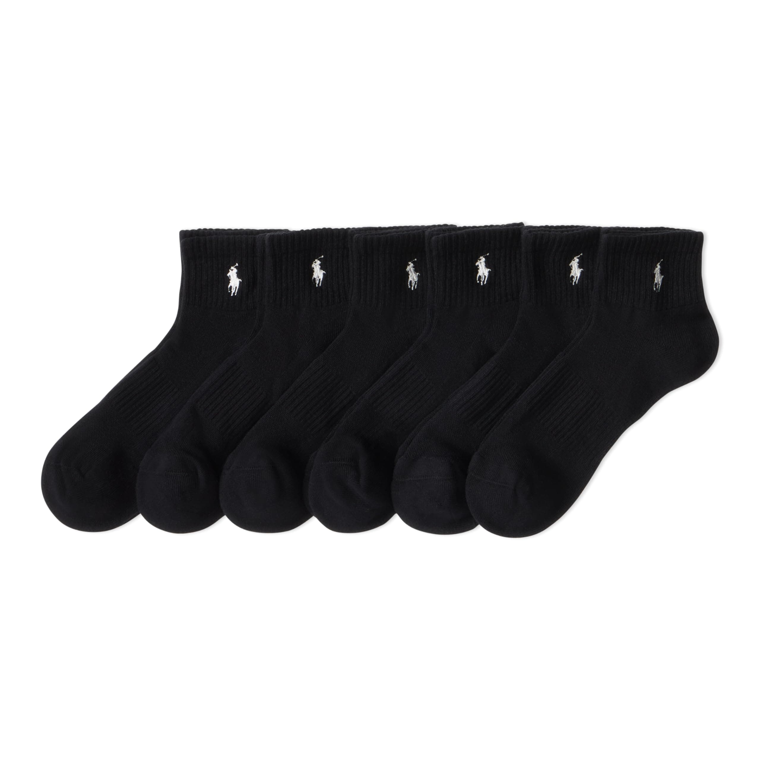 Men's Classic Sport Solid Socks 6 Pair Pack - Cushioned Cotton Comfort, Black, 6-12.5