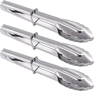 Mini Stainless Steel Serving Tongs Small Tongs for Serving Food Cooking Salad Grilling (7-Inch 3 Pieces)