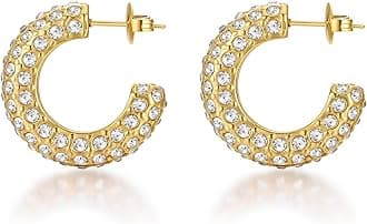 18K Gold Plated Chunky Hoop Earrings for Women Fashion Thick Gold Hoops Set Jewelry for Birthday Christmas Gifts