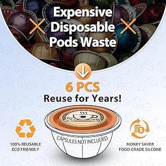 AANQQ Reusable Lids for Nespresso Pods Vertuo, 6pcs Food Grade Silicone Caps for Any Sizes of Reusable Nespresso Vertuo Pod Refillable Vertuo Capsule (6PCS Silicone Vertuo Lids)