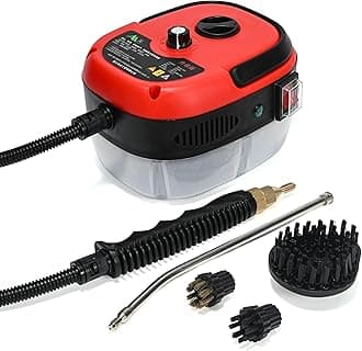 High Temperature Pressurized Steam Cleaner 2500W Handheld High Pressure Steam Cleaning Machine Portable 110V 1000ml Tank for Kitchen Toilet Car (red)