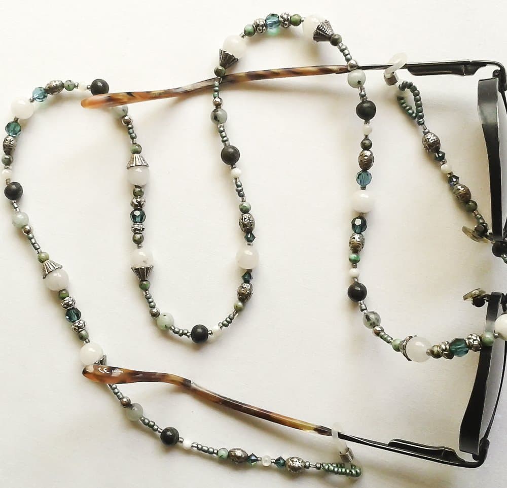 Jade, Crystals and Jasper Eyeglass Chain #EY143