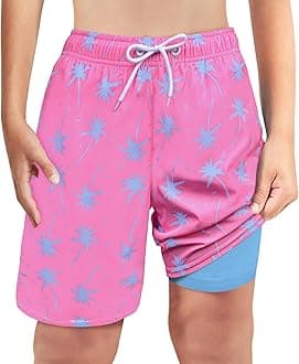 Boys Swim Trunks Bathing Suit Youth Teen Boys Swimming Trunks with Compression Liner Kids Swimsuit Board Shorts 7-16