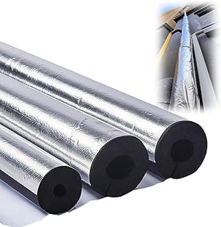 Outdoor Foam pipe insulation tubing, for On air conditioning lines on Heat Pump, Insulated tubes prevent heat loss, ID 22mm (7/8")-165mm (6-1/2") aluminum foil Foam Tubing(27mm(ID) x20mm)