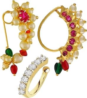 Fashions Maharashtrian jewellery traditional nath nose ring Without Piercing Marathi Nose Pin For Women