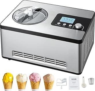 VEVOR Automatic Ice Cream Maker Professional Ice Maker 2L 180W Electric Ice Maker LCD Screen Quick Preparation Without Pre-Freezing for Making Sorbets Yogurts Ice Cream Gelato