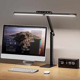 LED Desk Lamp with Base - HJ1BK Sunturalux Eye-Caring Architect Desk Lamp for Home Office, 1200LM Computer Desk Light 4 Color Modes Stepless Dimming Task Desk Light with Timer Black