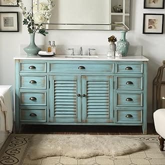 60” Cottage look Single Sink Abbeville Bathroom Sink vanity Model CF-66323BU-60