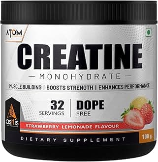 AS-IT-IS ATOM Creatine Monohydrate 100g - 32 Servings, Strawberry Lemonade, Dope free, Enhances Performance, Promotes Muscle Gains