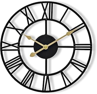 Sorbus Large Wall Clock for Living Room Decor - 12 inch Big Wall Clock Decorative - Battery Operated - Roman Numeral Analog Large Clock for Bedroom, Room, Home, Kitchen, Office, Wall Decor (Black)