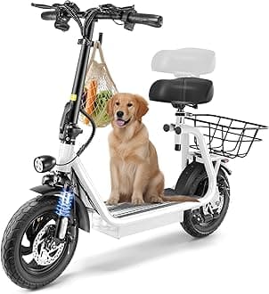 CaromaPeak 1200W Electric Scooter with Seat,LED Display & 3 Speed Modes,30 Miles Max Range,Height Adjustable Seat & Foldable Electric Scooter with Basket,Front Suspension & Storage Hook