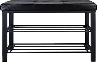 Simplify Storage Bench, Shoe Rack, Ottoman, Tufted, Padded Seating for Entryway, Bedroom, Closet & Hallway, Black