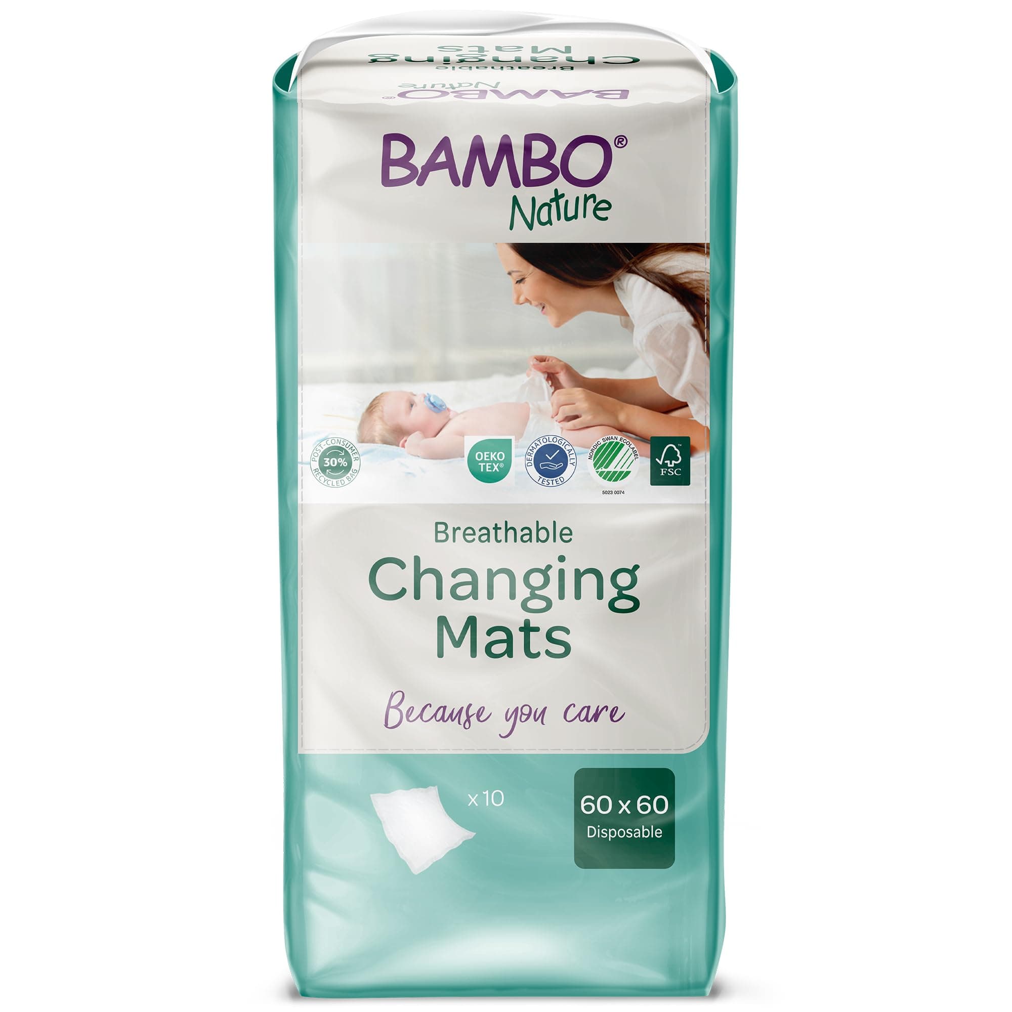 Changing Mat: Bio-Based, Extra Soft, Ultra Absorbent, and Breathable - 10 Count