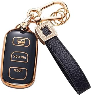 for Toyota Key Fob Cover with Leather Lanyard, Car Key Fob Case Compatible with 2003-2009 4Runner Matrix 1999-2006 Camry Smart Key Protector Holder