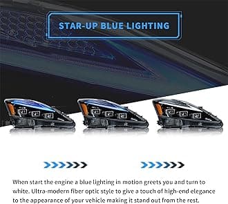 VLAND Projector Led Headlights Compatible with Lexus IS250/IS250C IS350/IS350C IS220d 2006-2012, ISF 2008-2014 w/Animation& Blue Breathing w/Swichback, Amber Reflector