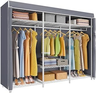 VIPEK V30C Heavy Duty Clothing Rack with Oxford Fabric Cover, Portable Closet with Adjustable Shelves& Hang Rods, Freestanding Wardrobe Metal Closet Rack for Hanging Clothes