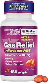 Ultra Strength Simethicone Gas Relief 180 mg (180 Softgels) | Anti Flatulence, Bloating Aid, Stomach Discomfort and Gas Pressure Reliever Pills | Relieves Gas Fast | Generic Phazym