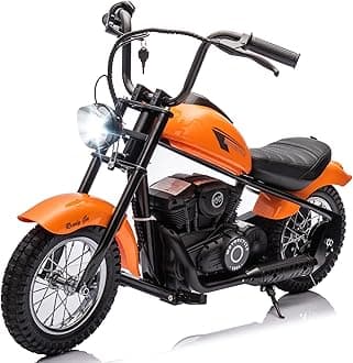 Electric Dirt Bike for Kids, 24V 9AH Ride on Toy for Big Kids, 250W Strong Motor 14MPH Fast Speed Electric Retro Off-Road Motorcycle, LED Lights, Orange