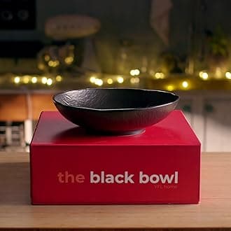 - YFL Home Black Bowl for Kitchen with 3-Litre Capacity, Food Safe 12" Ceramic Bowl for Table Countertop,Serving Bowl with Non-Slip Base, Ideal for Mixing, Marinating, Soaking, Kneading, or Serving