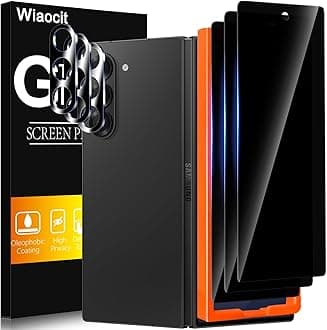Wiaocit 3 Pack Tempered Glass Privacy Screen Protector for Samsung Galaxy Z Fold 7 with 3 Pack Camera Lens Protector, 9H Hardness, Bubble Free, Case Friendly
