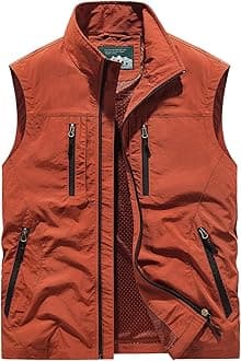Men's Full Zip Sleeveless Quick Dry Jacket Casual Outdoor Vest Outerwear Multi Pockets Fishing Vests for Sport Golf