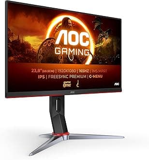 AOC 24G2SP/BK 23.8 inch FHD Gaming Monitor 165Hz, IPS Panel, 1ms MPRT, Adaptive Sync, FreeSync Premium, G-Sync Compatible, Height Adjustment, (1920x1080 HDMI 2x 1.4 DP 1x 1.2 ) Black/Red