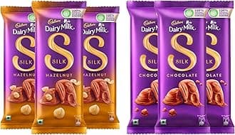 Cadbury Dairy Milk Silk Chocolate Bar, 150g (Pack of 3) & Cadbury Dairy Milk Silk Hazelnut Chocolate Bar, 143 g (Pack of 3)