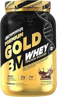 Premium Gold Whey [1Kg] | Informed Choice UK Certified | Isolate Whey Protein Blend | 25g Protein | 11g EAA | ProHydrolase Enzyme Technology [Rich Chocolate]