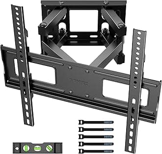 BONTEC TV Wall Bracket for Flat and Curved Screens of 23-70 Inches, Tilt and Swivel TV Wall Bracket with Double Full Motion Arm, Resistant up to 45 kg, Max. VESA 400 x 400 mm