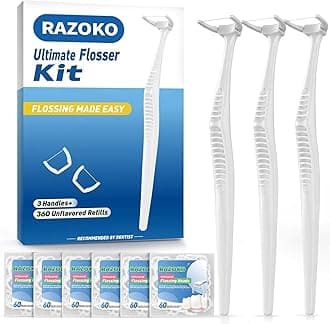 Dental Floss Picks, Clean Dental Flossers Kit (3 Handles & 360 Refills)