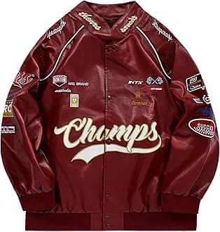 Mens Faux Leather Varsity Jacket Vintage Racing Leather Jackets Oversized Unisex Streetwear Jacket