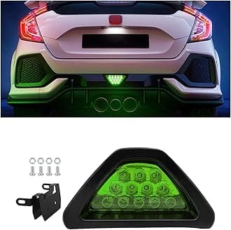Car F1 Style Brake Light, DRL Fog Rear Tail Third Brake Light, Waterproof Triangle Warning Flash Lamp with 12 LED, Universal Car Accessories for Trucks Safety Stop (Green)